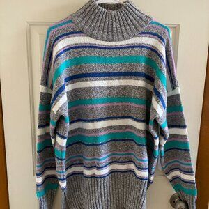 Eddie Bauer Striped Mock Turtle Neck Sweater